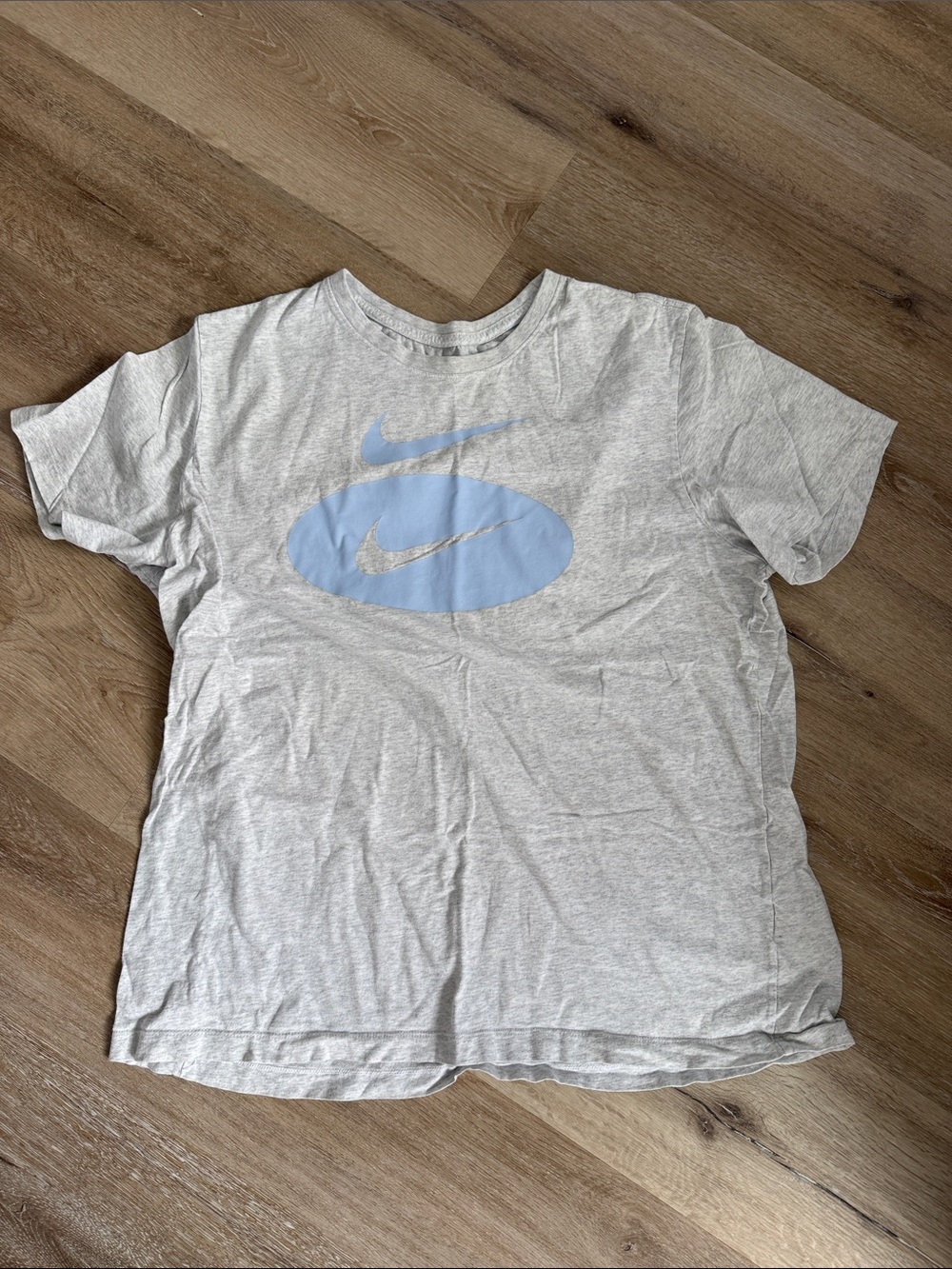 Nike Gray Tee with Light Blue and Silver Swoosh